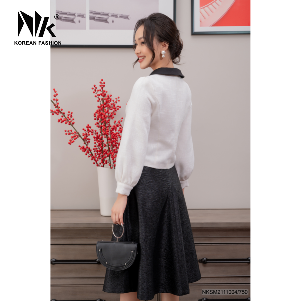 Áo Ký Giả Tay Dài Nữ NK FASHION Thiết Kế Bo Tay Áo, Cổ Bẻ Cùng 2 Hàng Cúc Lịch Sự Snag Trọng, Chất Vải Cao Cấp NKSM2111001