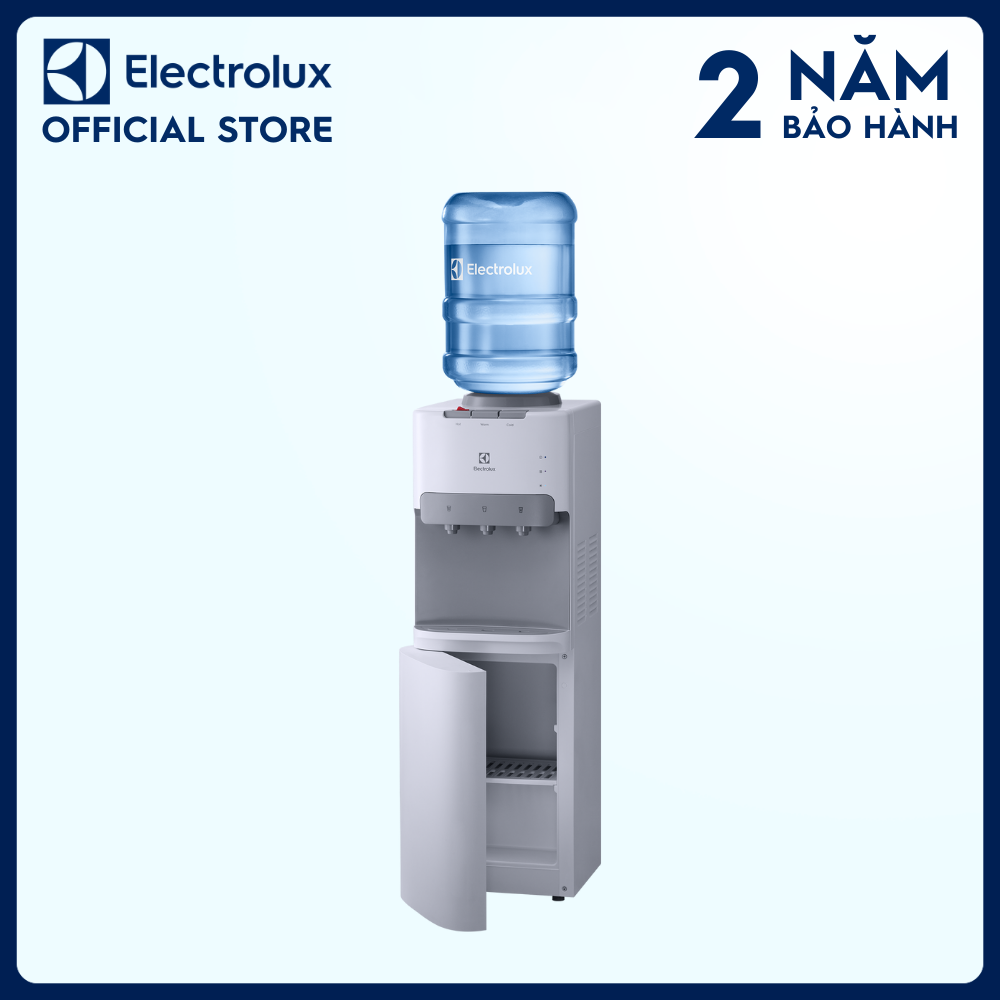 [Freeship] Cây nước nóng lạnh Electrolux bình úp trên trắng có ngăn chứa đồ - EQACF01TXWV - 3 vòi nước: nóng, bình thường và lạnh, ngăn tủ 9L [Hàng chính hãng]