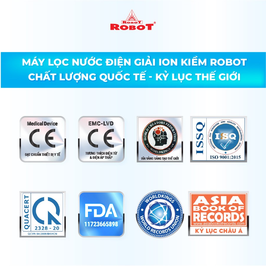 Máy Lọc Nước Điện Giải Ion Kiềm ROBOT IonQueen 1314 Chế Độ Nóng Nguội Lạnh - 13 Tấm Điện Cực Titanium Phủ Platium - Hàng Chính Hãng