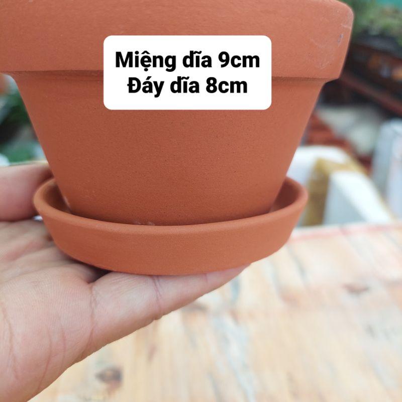 Chậu đất nung Bình Dương - Dĩa lót chậu, miệng dĩa 9cm, dáy dĩa 8cm