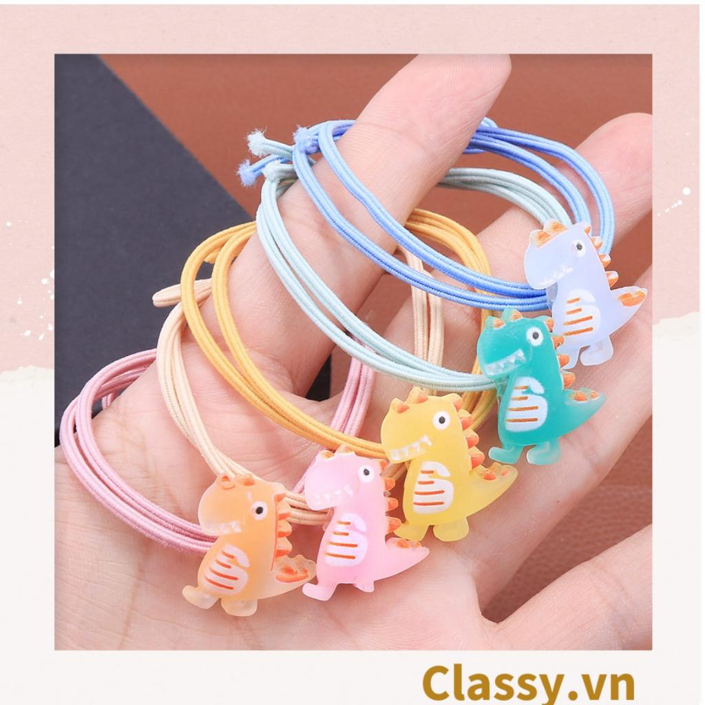 01 dây cột tóc đính hình chú khủng long trong suốt dễ thương Classy , bền chắc giá rẻ, nữ tính PK916