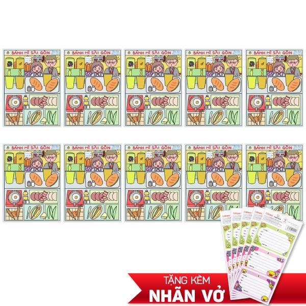 Combo 10 Tập Học Sinh Cô Tiên Xanh - Miền Nam - 4 Ô Ly - 96 Trang 100gsm - The Sun - Bánh Mì - Tặng Kèm Nhãn Vở Cô Tiên Xanh