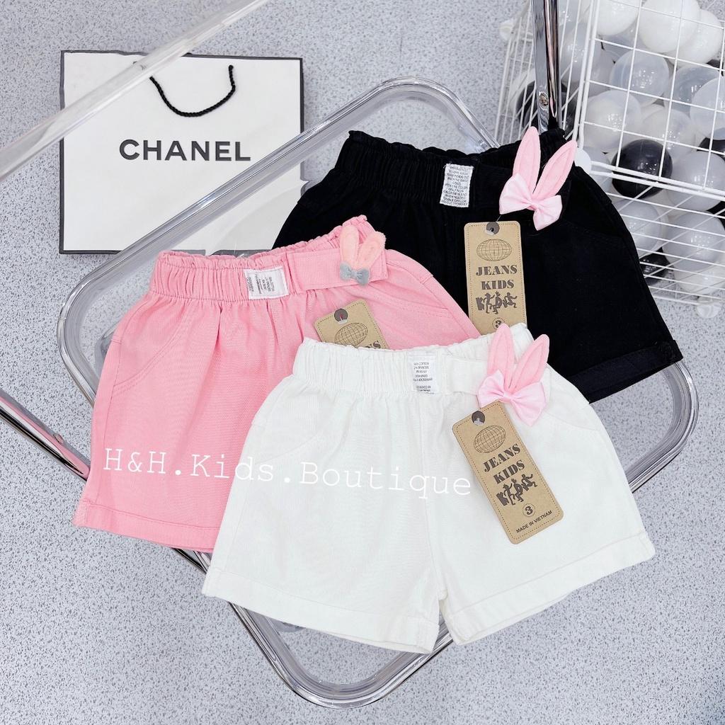 Quần sọt bé gái, quần sọt kaki tai thỏ ngộ nghĩnh, quần kiểu cho bé từ 9 đến 28kg