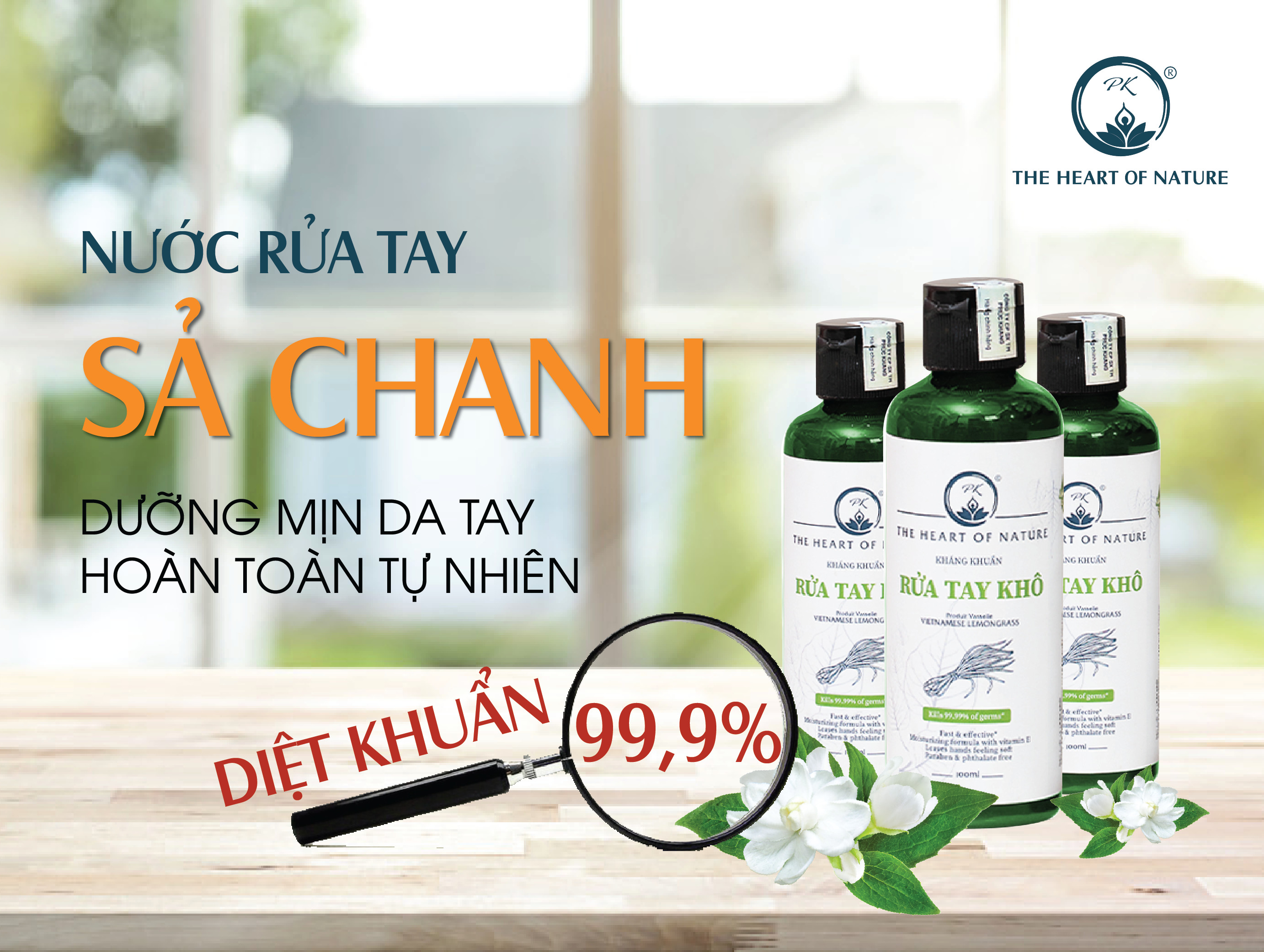 Nước rửa tay khô tinh dầu Sả Chanh PK 100ML – khô nhanh, có kiểm định diệt khuẩn 99,9%