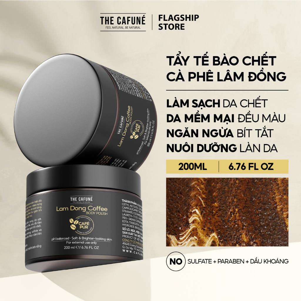 Tẩy Tế Bào Chết Lâm Đồng Coffee Body Polish The Cafuné tẩy da chết body, da mền mịn, trắng sáng mờ thâm 200ml