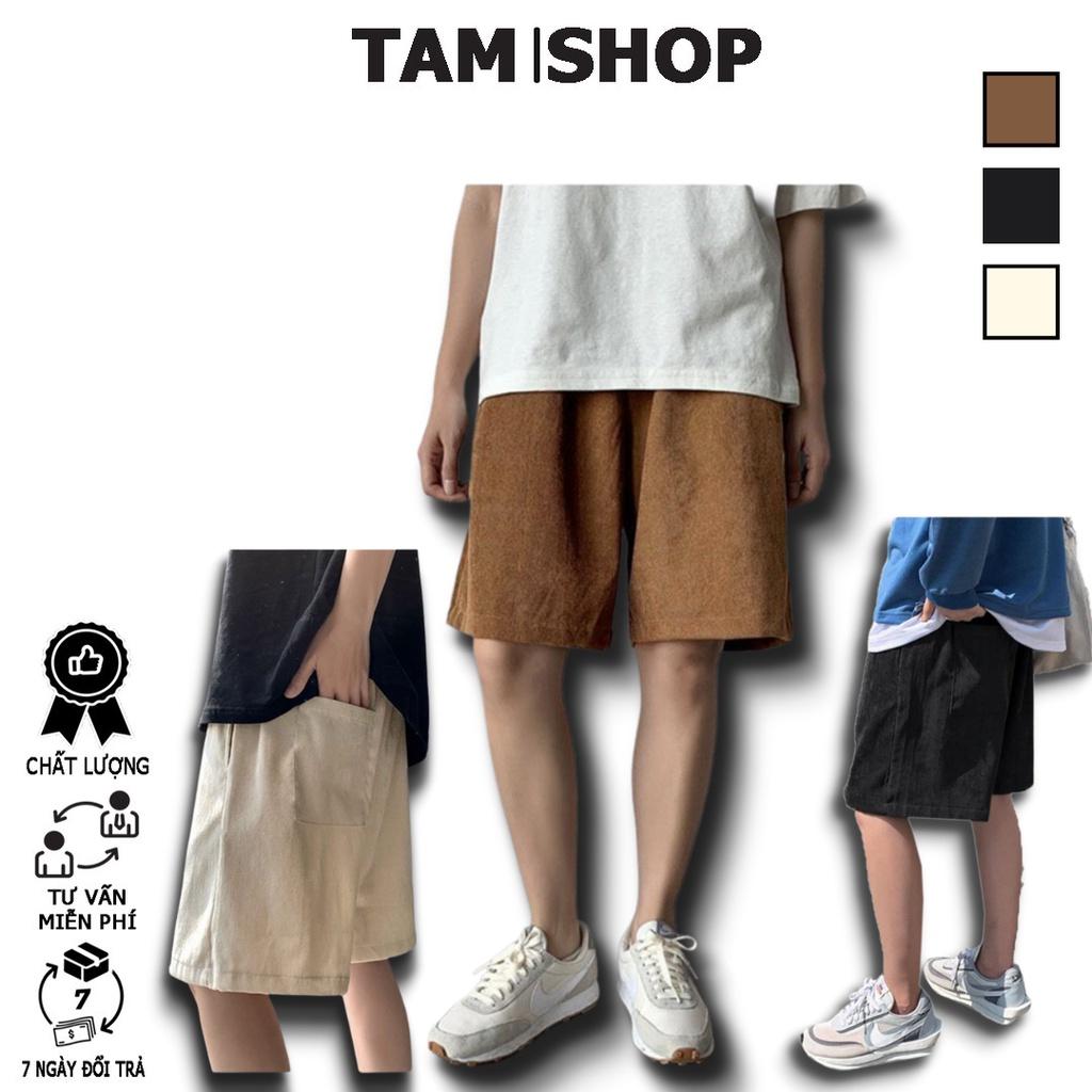 Quần Short Đùi Nhung Tăm Nam Nữ Form Unisex Chất Mát Mẻ, Trẻ Trung