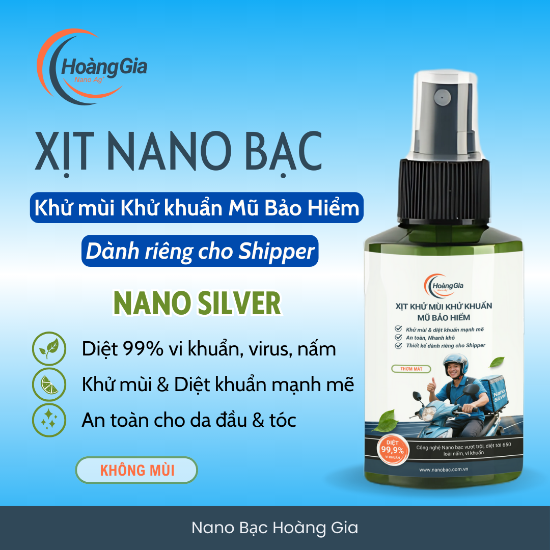 Xịt Khử Mùi Mũ Bảo Hiểm Nano Bạc Hoàng Gia - Dành cho Shipper - Bảo Vệ Da Đầu &amp; Tóc - 100ml