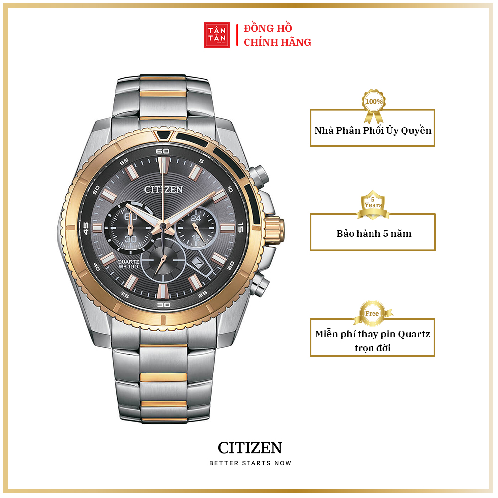 Đồng hồ Nam Citizen Quartz Chronograph AN8204-59H 46.5mm