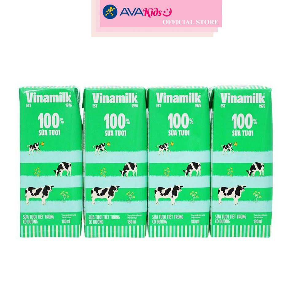 Thùng 48 hộp sữa tươi tiệt trùng Vinamilk có đường 180 ml (từ 1 tuổi)