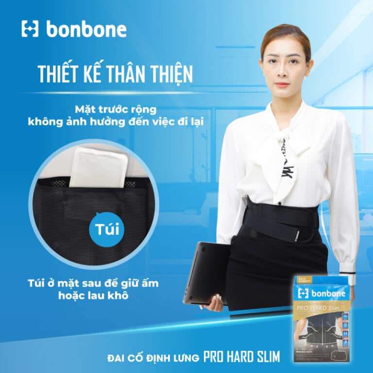 Đai lưng Bonbone hỗ trợ cột sống, thoát vị đĩa đệm, Đai cố định lưng PRO HARD SLIM