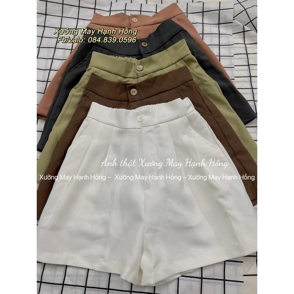 Quần short vải cạp chun ống xếp ly basic