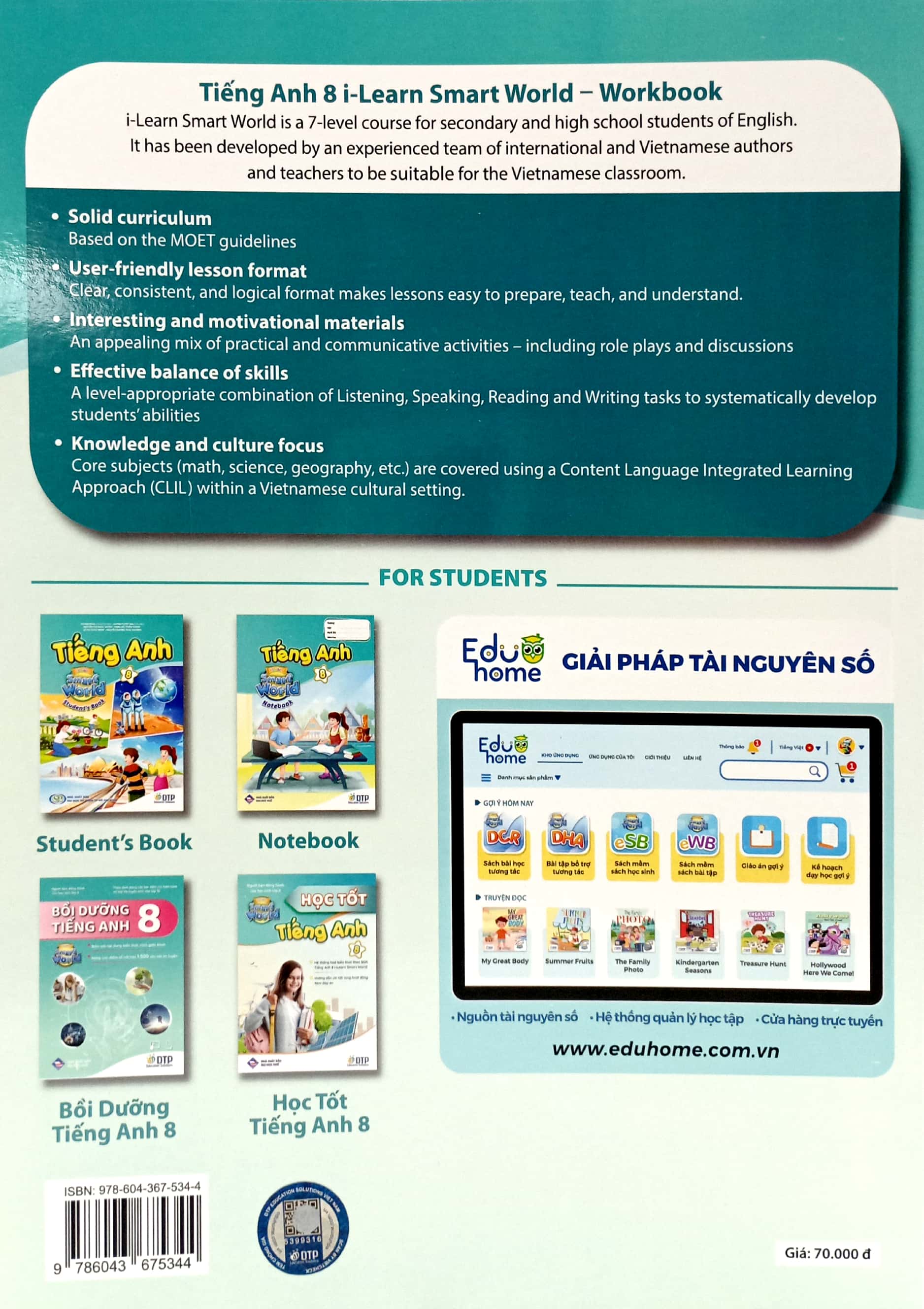 Bộ 2 cuốn sách tiếng Anh 8, i-Learn Smart World 8