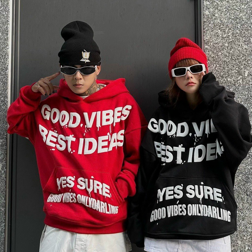 ÁO HOODIE LÓT NHUNG TAY DÀI OVERSIZE IN CHỮ NỔI TRẮNG GOOG VIBES PHONG CÁCH HÀN QUỐC PHONG CÁCH HOT TREND, Áo khoác Hoodies Nỉ GOOLL From Rộng In Chữ Nổi Mẫu Hot Trend