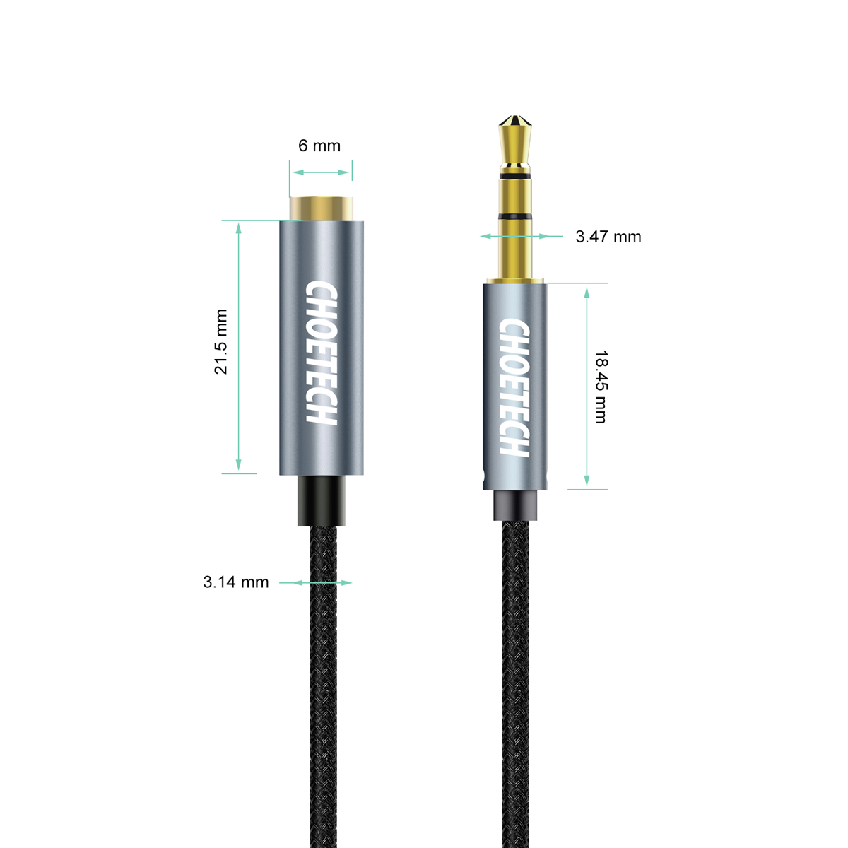 Cáp mở rộng CHOETECH Audio, 2 m, âm thanh nổi 3,5 mm, jack male to female cáp âm thanh cho iPhone, iPad, điện thoại thông minh, máy tính bảng - Hàng Chính Hãng