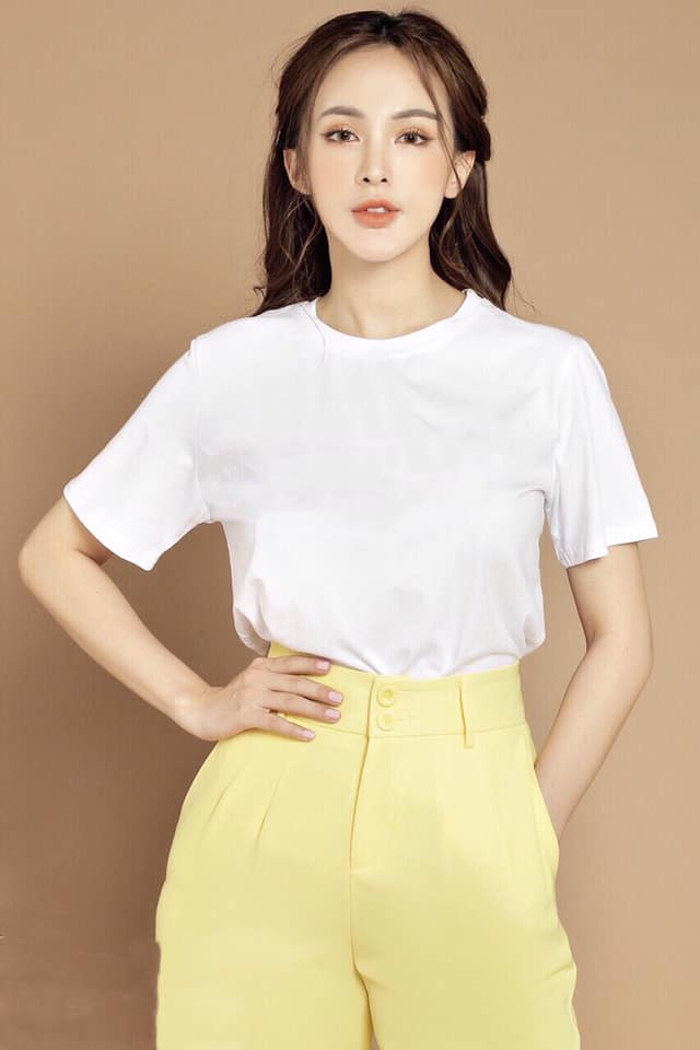 Quần suông ống rộng màu vàng
