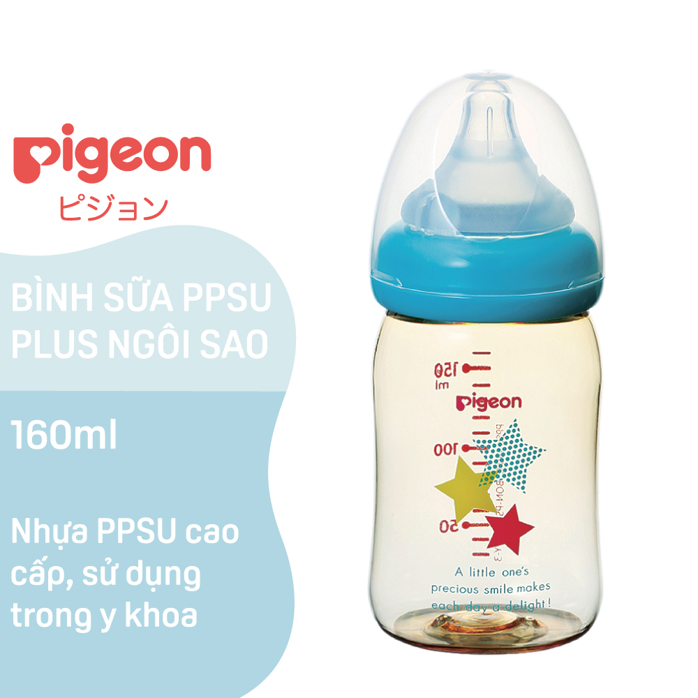 Bình sữa cổ rộng PPSU Plus Ngôi sao Pigeon 160ml/240ml