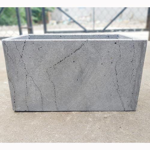 Chậu trồng cây, trồng hoa ban công sân vườn, hình chữ nhật dài 40cm bằng đá ong xám kiến bò độc đáo