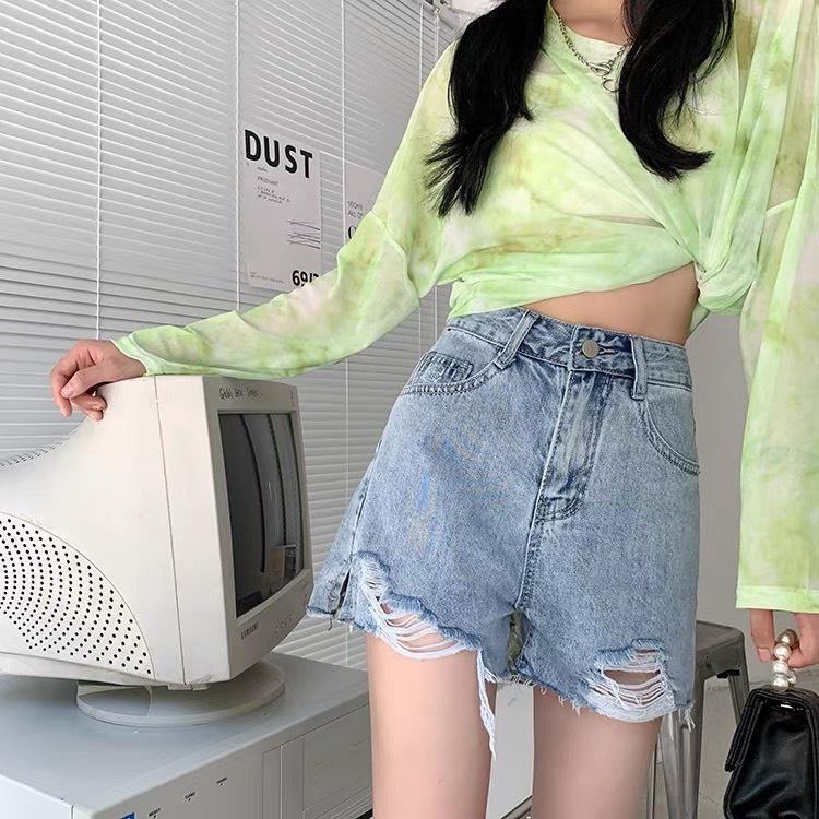 Quần đùi nữ rách tua Hot trend 2 màu - Quần short jeans đi biển nữ Ulzzang rách kiểu quảng châu lưng cao