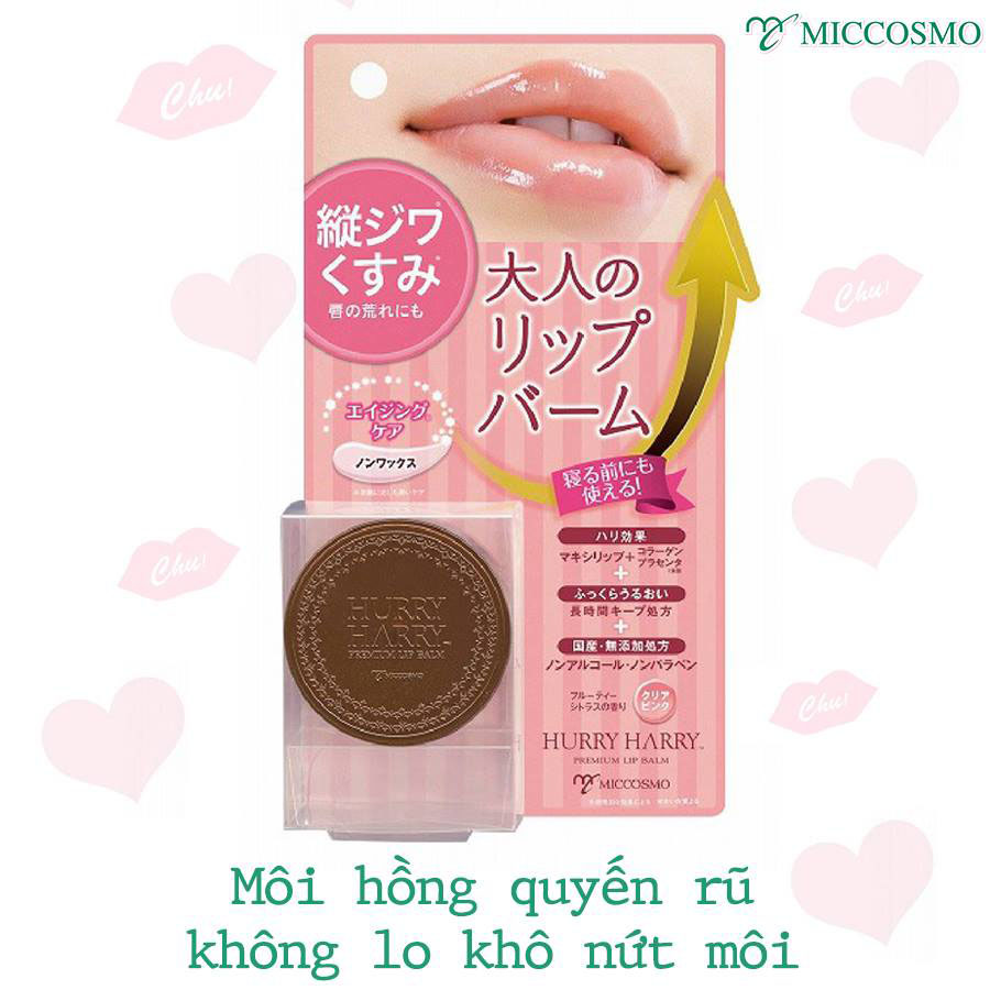 Son Dưỡng Mềm Miịn, Bóng Môi, Chống Khô Nứt Nẻ, Ngăn Ngừa Thâm Môi Hurry Harry Premium Lip Balm Từ Nhật Bản Hũ 6gr