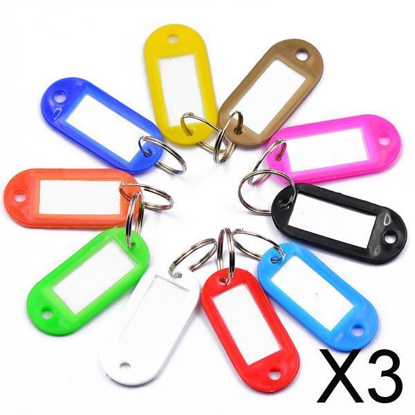 3x10 pcs Mixed Color Key ID Tag with Label Window and Key Ring Split Rings