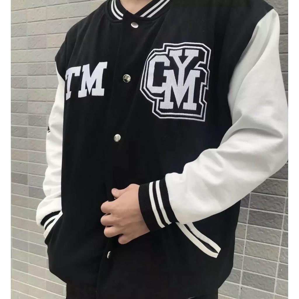 Áo Khoác Dù Bomber Unisex Kiểu Dáng Hàn Quốc in Chữ TM GYM Kèm Số 21 Cánh Tay Siêu Hot Thời Trang