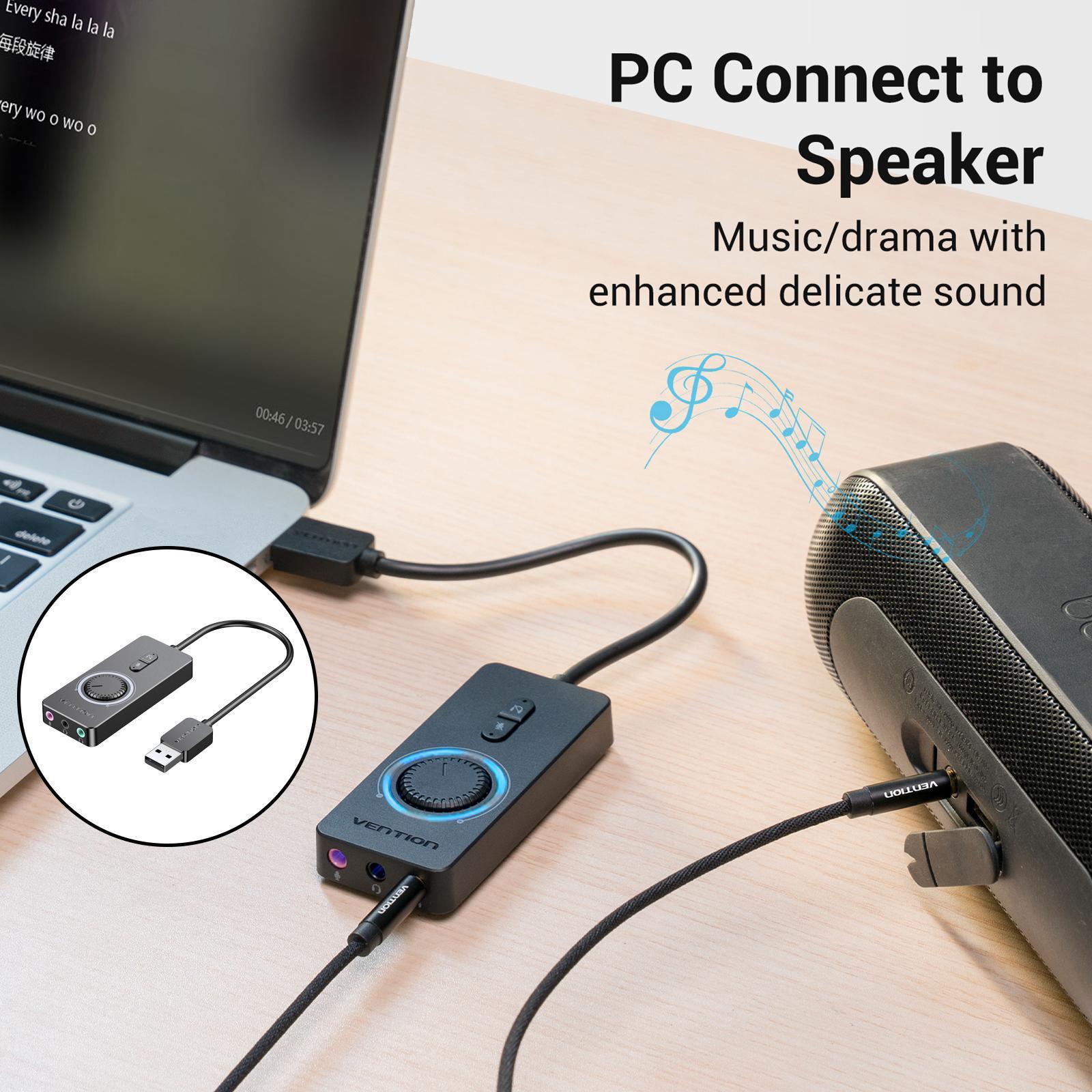 Splitter Converter External USB Sound Adapter USB Sound Card for Windows