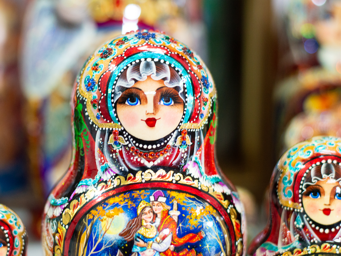 BỘ BÚP BÊ NGA CAO CẤP MATRYOSHKA 5 LỚP 15CM "CỔ TÍCH CHÀNG IVAN VÀ SÓI XÁM" CỰC ĐẸP VÀ SANG TRỌNG