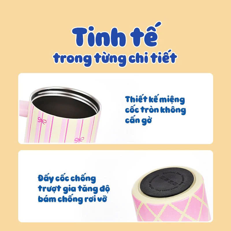 Ly Giữ Nhiệt Có Quai Cầm Họa Tiết Hình Dễ Thương Pastel Dung Tích 710ml Inox316 Giữ Nhiệt Tốt 6-8 Tiếng - HÀNG CHÍNH HÃNG MINIIN