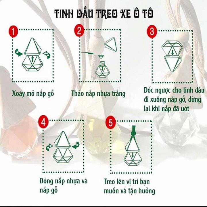 Tinh dầu thiên nhiên nguyên chất Nhà Mộc chai treo xe, treo phòng, tủ quần áo khử mùi, tạo hương thơm thư giãn