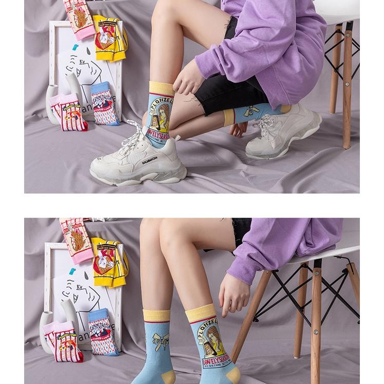 Vớ chân tất chân retro dễ thương Lolita tất kim cương kiểu Nhật Bản họa tiết sinh động VT21