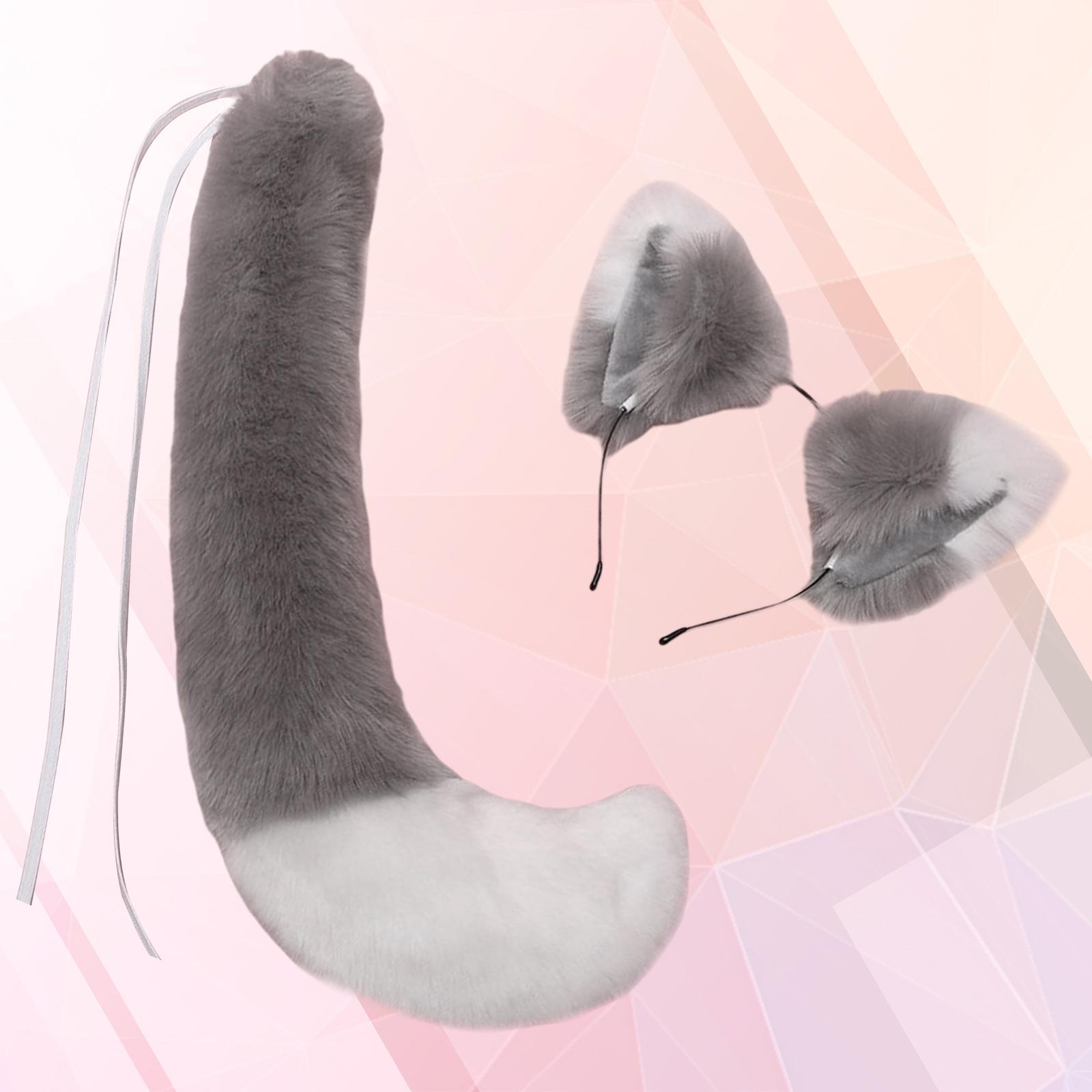 Ears and Long Tail Set Dress up Costume Accessories for Prom Halloween