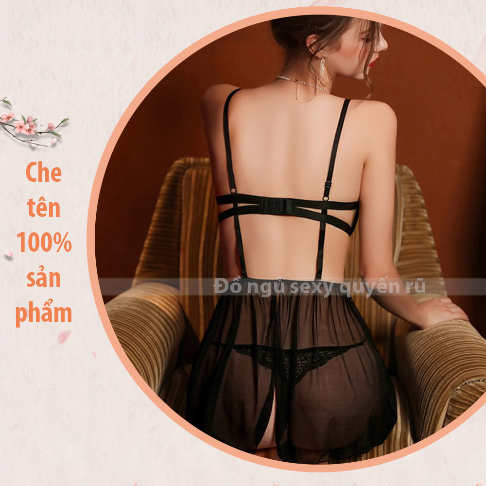 Váy ngủ 2 dâu xuyên thấu phối ren sexy gợi cảm P12 - Đầm ngủ nữ seexy quyến rũ - Đồ ngủ nữ