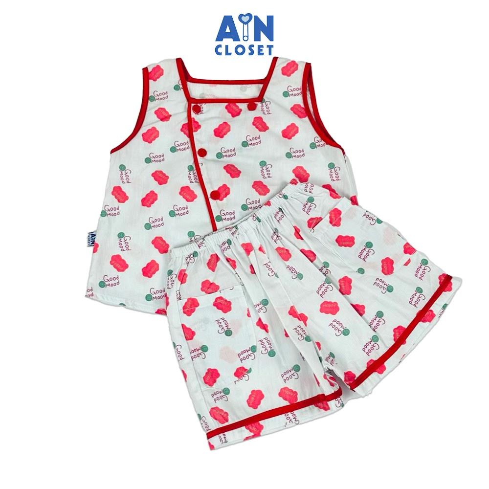 Bộ quần áo Ngắn bé gái họa tiết Good Mood Đỏ cotton - AICDBGZWDD93 - AIN Closet