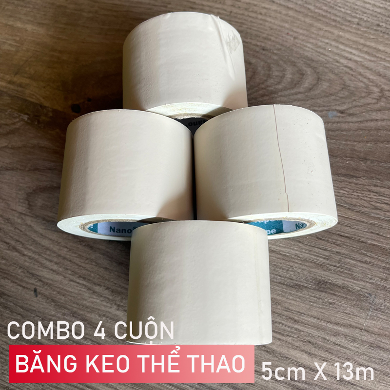 (4 Cuộn) Băng Keo Thể Thao 5x13m, Combo 4 cuộn bằng keo thể thao nano dùng cho thể thao nhằm bảo vệ các chấn thương có thể xảy ra khi vận động ở cường độ cao