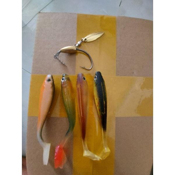 Combo lưỡi móc mồi mềm thép ar15 kèm mồi mềm