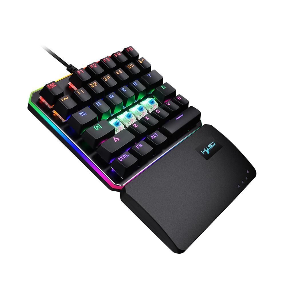 HXSJ V200 Keyboard 8 Backlit Mode Green Axis 35Keys Mechanical Keyboard Mini USB Wired Keypad Replacement for PUBG LOL