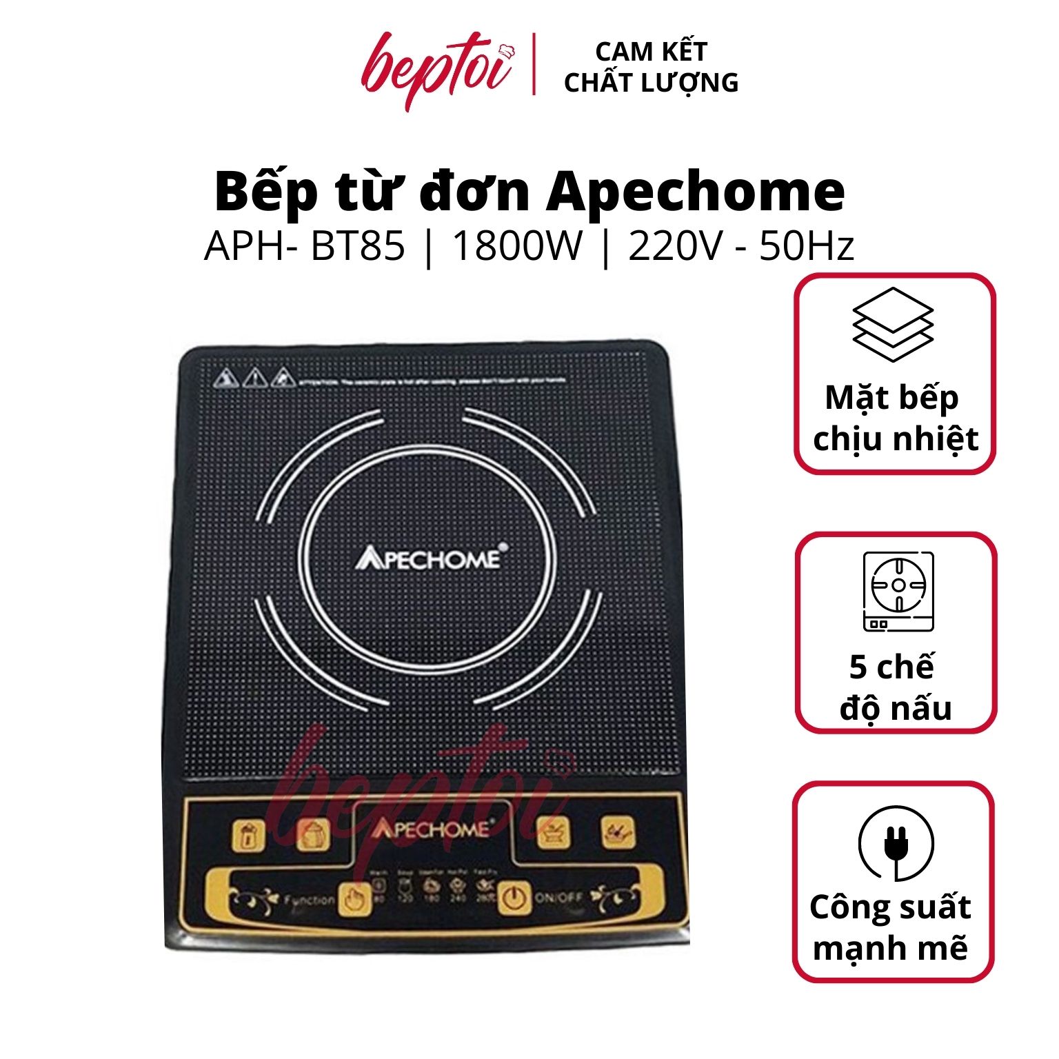 Bếp từ đơn công suất 1800W Apechome APH-BT85 Tặng Kèm Nồi Lẩu - Hàng chính hãng