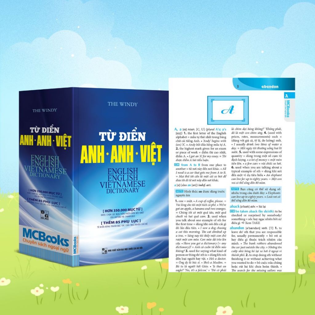 Sách - Từ Điển Anh Anh Việt Phiên Bản Bìa Mềm Màu Xanh - Giải Nghĩa Đầy Đủ Ví Dụ Phong Phú