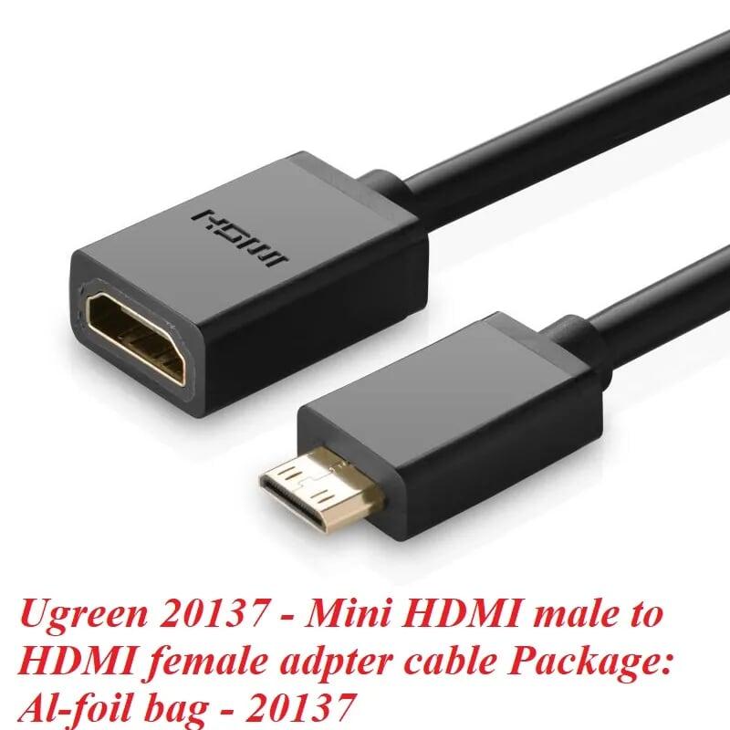 Ugreen UG2013720137TK Màu Đen Đầu chuyển đổi Mini HDMI sang HDMI âm - HÀNG CHÍNH HÃNG