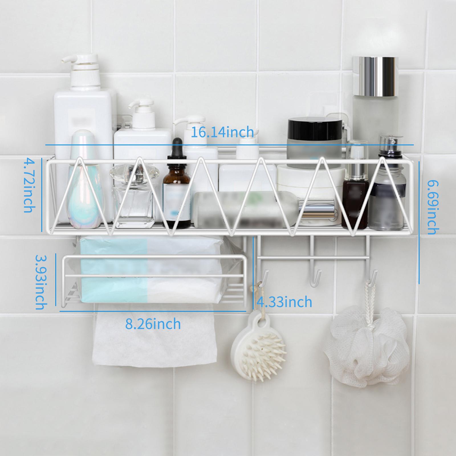 Shower Caddy Bathroom Shelf Organizer Wall Mounted Bathroom Shelf No Drilling Adhesive Shower Storage Basket Rack