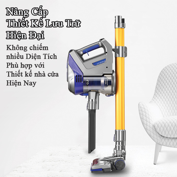 Máy Hút Bụi Không Dây Cầm Tay K18 Lực Hút Mạnh Mẽ Tích Hợp Đầu Hút Giường Nệm Sofa Hàng Chính Hãng