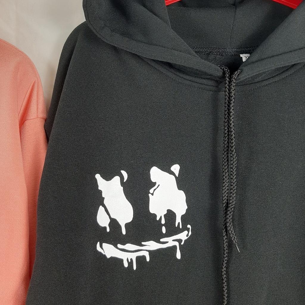 Áo khoác nỉ có mũ 2 lớp SAM CLO - HOODIE chui freesize form rộng nam nữ unisex in hình MẶT CƯỜI chữ X