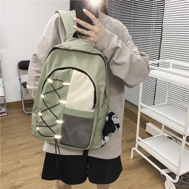 Balo unisex phong cách đường phố có dung tích lớn có dây phản quang