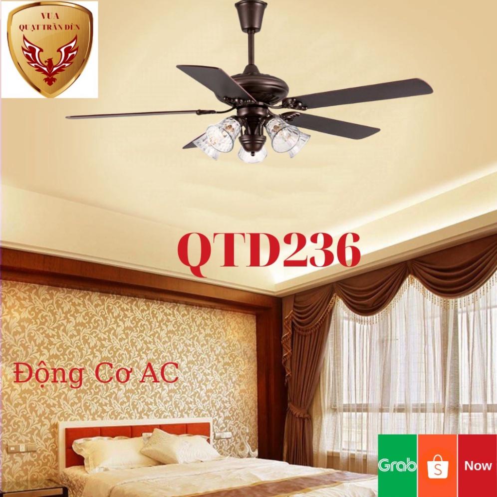 Quạt Trần Cánh Gỗ 5 Bóng QTD236, Quạt Trân Có Đèn tô điểm Phòng Khách, nguyên nhân AC