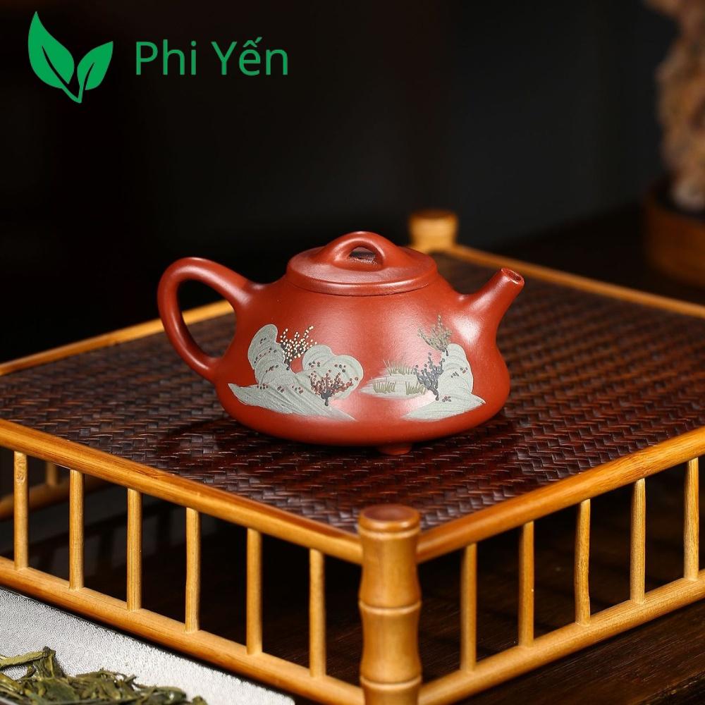 Ấm trà Tử sa Đại hồng bào Sơn thủy Thạch biều 200ml DHBSTTB075205