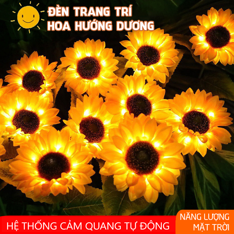 Đèn năng lượng mặt trời trang trí sân vườn hình hoa hướng dương cắm đất - K1576