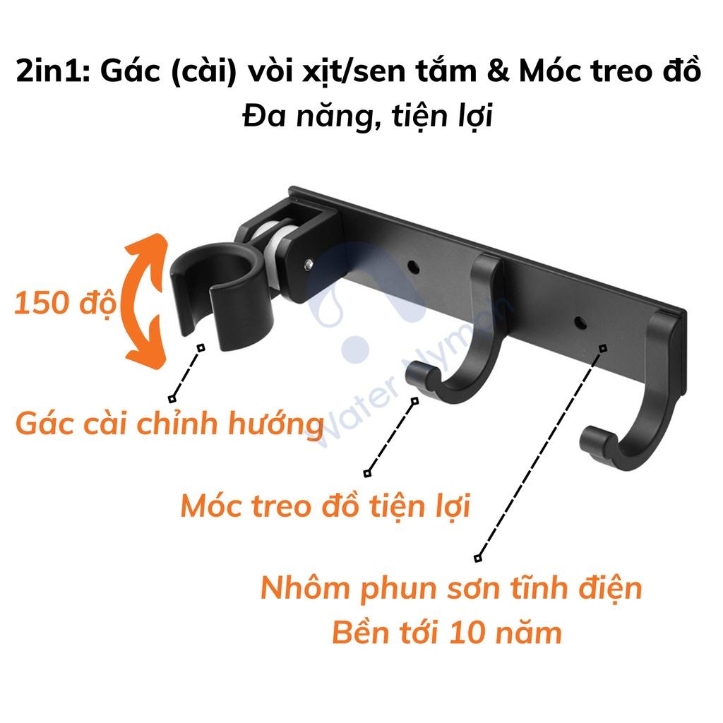 Gác cài vòi xịt vệ sinh, vòi sen tắm kèm móc treo 2 trong 1 dán tường/khoan lỗ tiện lợi Waternymph