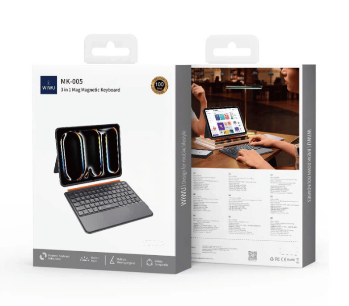 Bao Da Kèm bàn phím Dành cho iPad Gen 11 A16 2025 , Gen 10 10.9 inch 2022 Chính Hãng WIWU Mk005 bàn phím kết nối bluetooth có di chuột TrackPad, có Ngăn đựng bút - hàng chính hãng