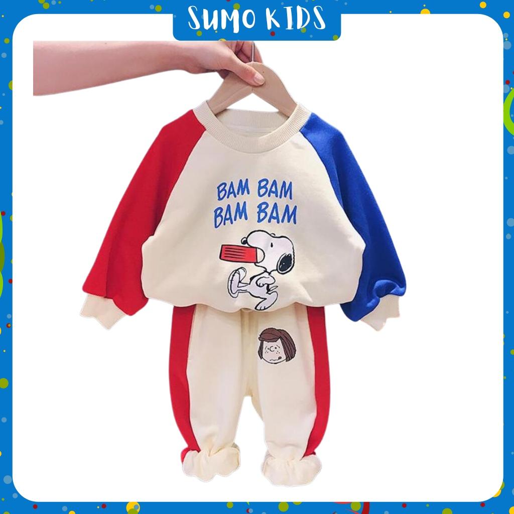 Bộ Quần Áo Dài Tay Bam Bam Thu Đông Vải Nỉ Da Cá Cao Cấp In Hình Cực Xinh Cho Bé Từ 6-28kg - SUMO KIDS