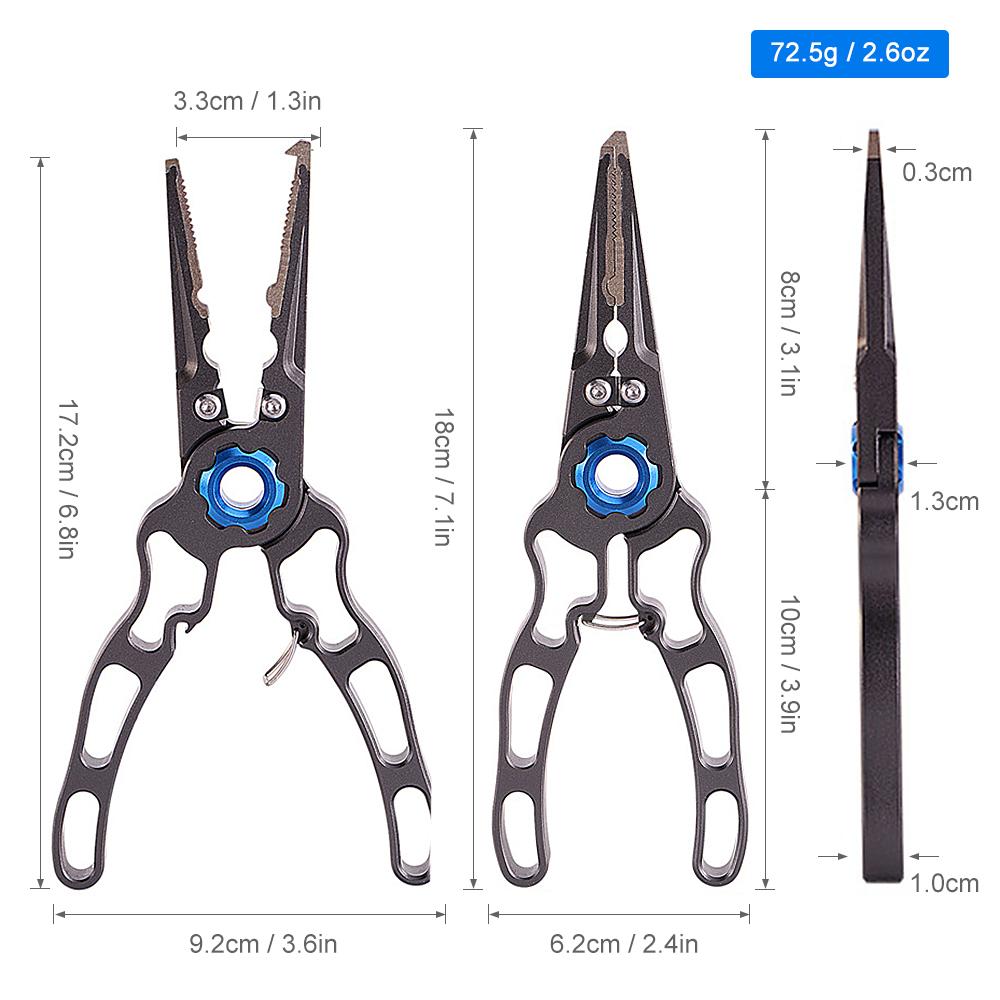 Aluminium Fishing Pliers Hook Remover Pliers Fish Holder Split Ring Tool Clip Clamp Line Cutter with Lanyard Storage Bag